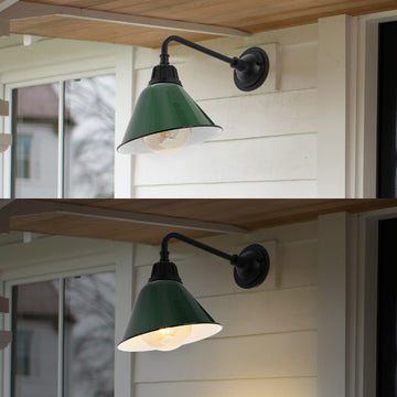 Croydon 9.63" Farmhouse Industrial Indoor/Outdoor Iron LED Gooseneck Arm Outdoor Sconce